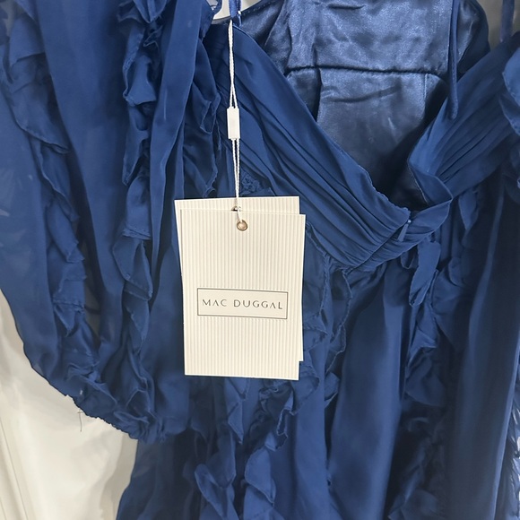 Mac Duggal Indigo Ruffle Cutout Mini Dress - Style 68418 - Picture 4 of 9